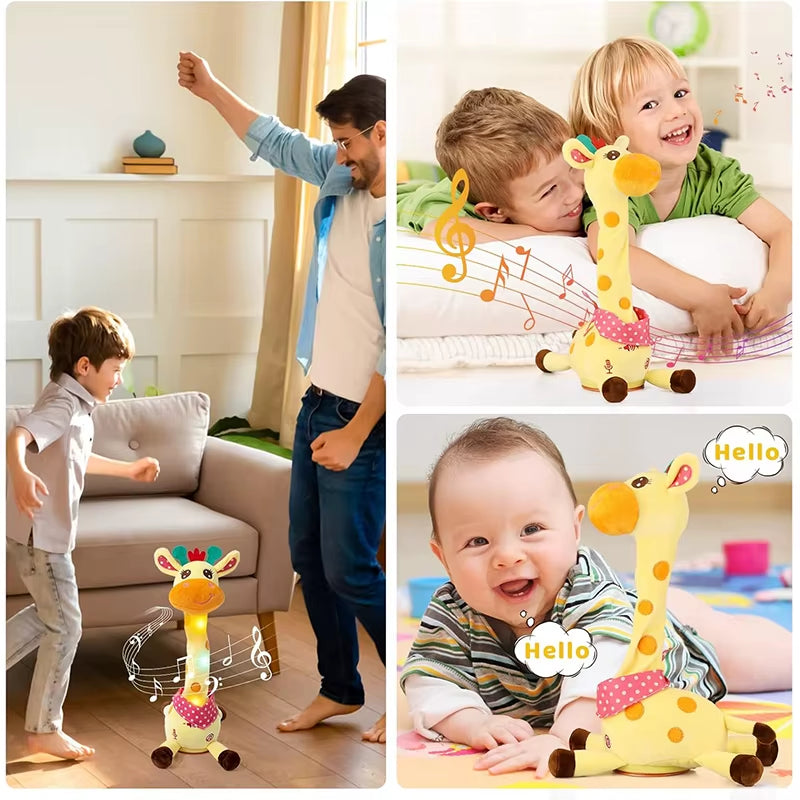 Dancing Talking Giraffe Toy, Stuffed Animal Baby Toy Repeating What You Say, Glowing Musical Giraffe with Children'S Songs Gifts