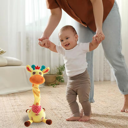 Dancing Talking Giraffe Toy, Stuffed Animal Baby Toy Repeating What You Say, Glowing Musical Giraffe with Children'S Songs Gifts