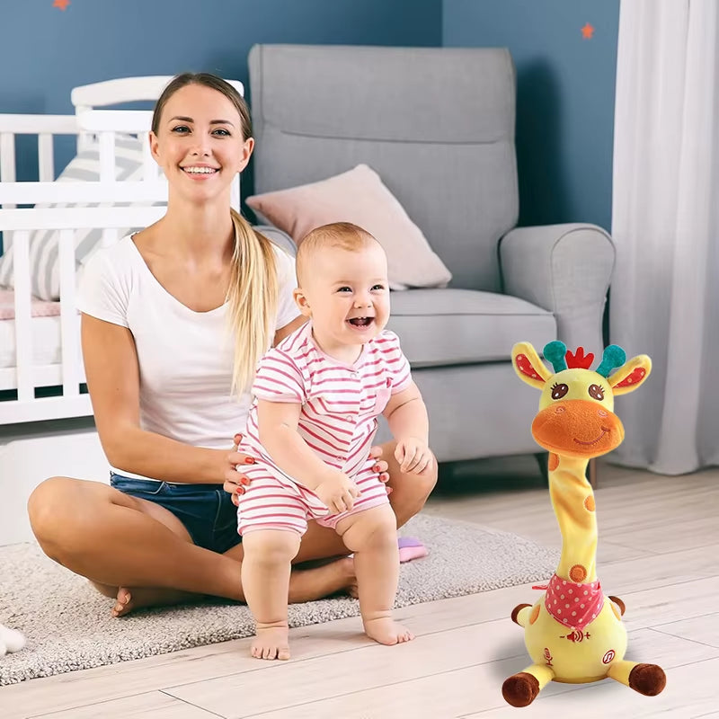 Dancing Talking Giraffe Toy, Stuffed Animal Baby Toy Repeating What You Say, Glowing Musical Giraffe with Children'S Songs Gifts