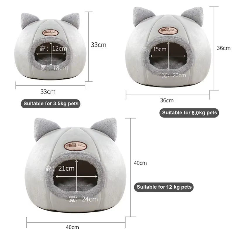 Foldable Pet Winter Cat Bed Warm Small Dog Bed Self Warming Cat Bed House Removable Puppy Cushion Mat Cat Nest Cave Bed for Cats