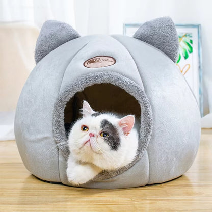 Foldable Pet Winter Cat Bed Warm Small Dog Bed Self Warming Cat Bed House Removable Puppy Cushion Mat Cat Nest Cave Bed for Cats