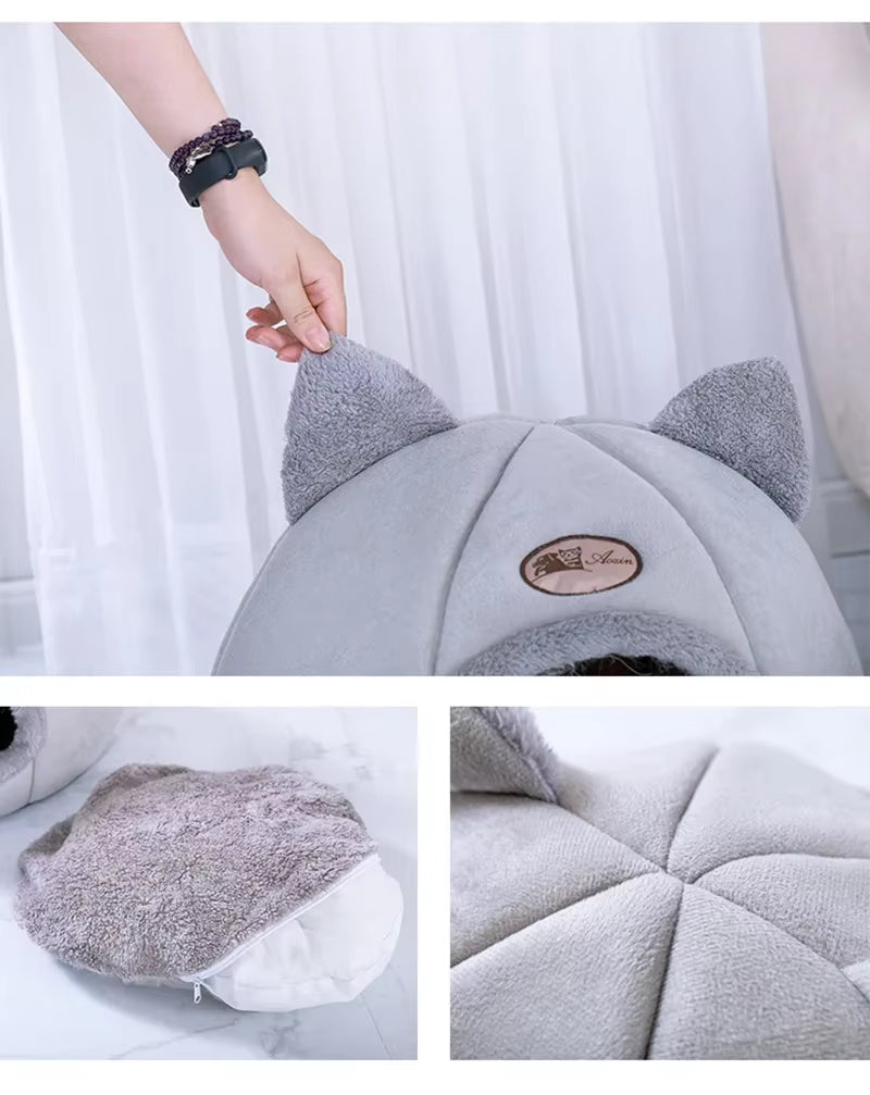 Foldable Pet Winter Cat Bed Warm Small Dog Bed Self Warming Cat Bed House Removable Puppy Cushion Mat Cat Nest Cave Bed for Cats