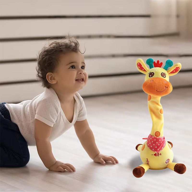 Dancing Talking Giraffe Toy, Stuffed Animal Baby Toy Repeating What You Say, Glowing Musical Giraffe with Children'S Songs Gifts