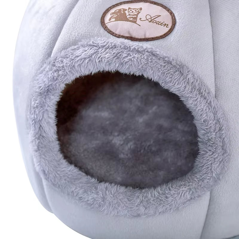 Foldable Pet Winter Cat Bed Warm Small Dog Bed Self Warming Cat Bed House Removable Puppy Cushion Mat Cat Nest Cave Bed for Cats